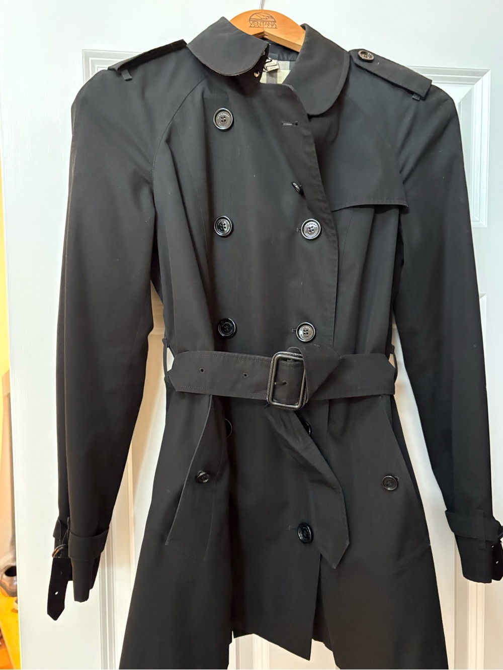 Burberry Black Double-Breasted Trench Coat with Belt